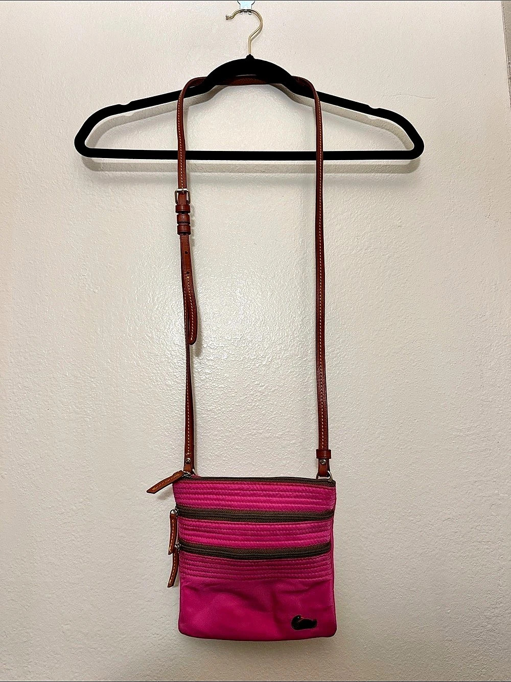 Dooney & Bourke Vintage Nylon Pocket Crossbody Pink & Brown